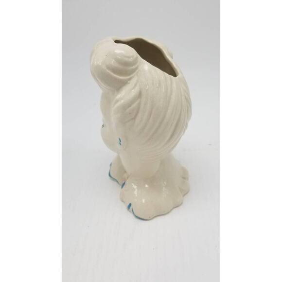 Vintage Head Vase Lady Planter, Glamor Girl Design No 2, White Pink BLue, 1950's - Picture 6 of 9